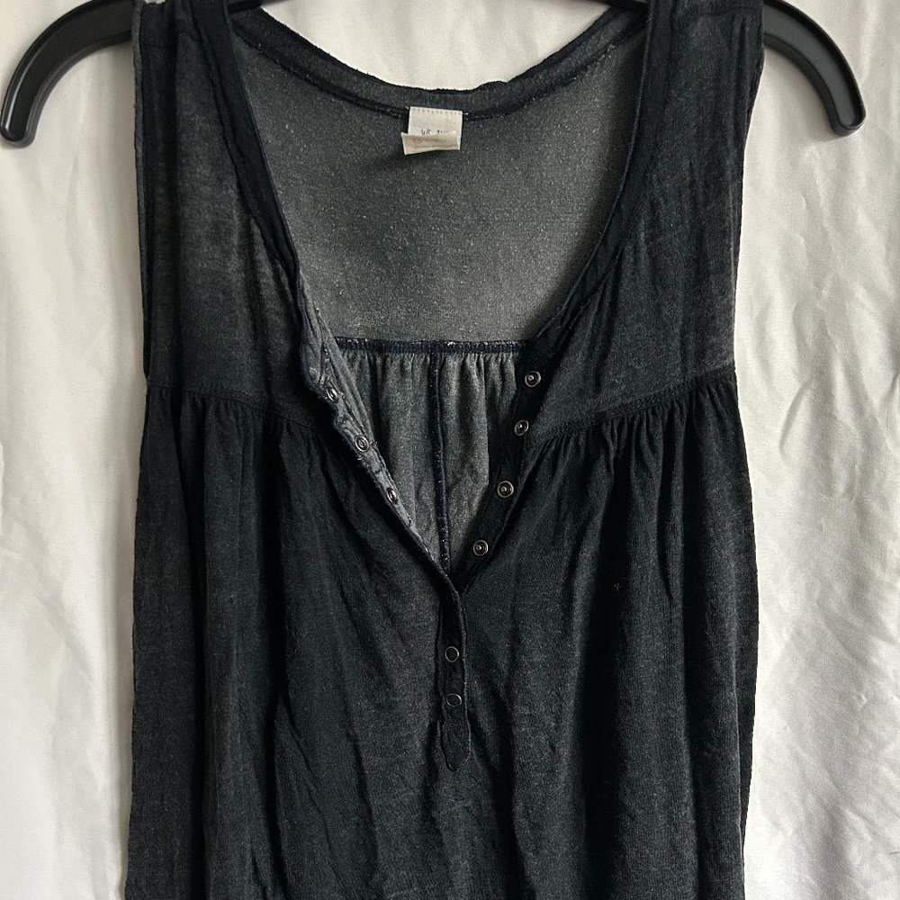 Free People Black Lounge Tank with Snap Detailing